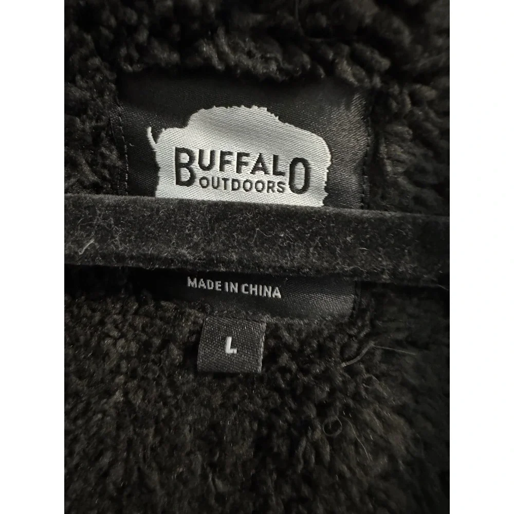 Buffalo Outdoors Hooded Fleece Shirt Jacket Men L Red Buffalo Plaid Sherpa Lined